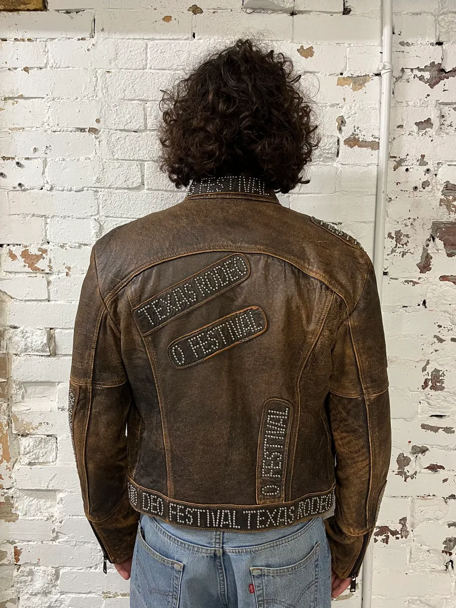 SS2001 Dolce & Gabbana Rodeo Studded Aged Leather Jacket - Image 3