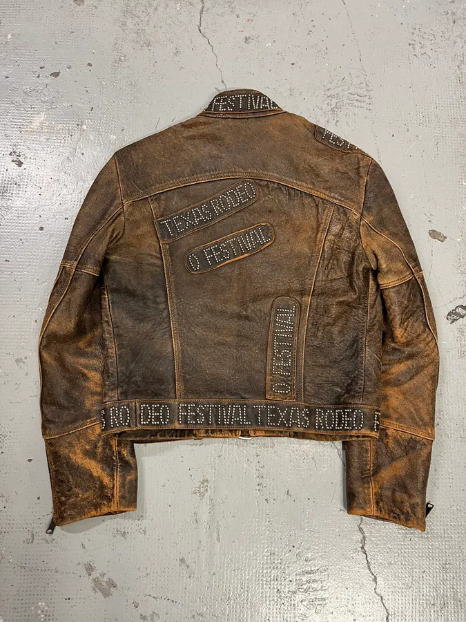 SS2001 Dolce & Gabbana Rodeo Studded Aged Leather Jacket - Image 7