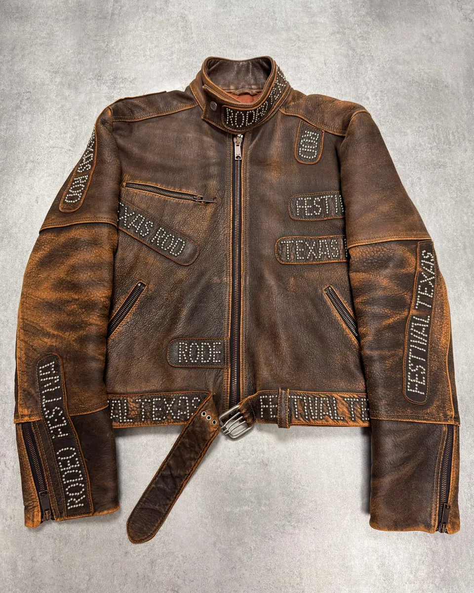 SS2001 Dolce & Gabbana Rodeo Studded Aged Leather Jacket