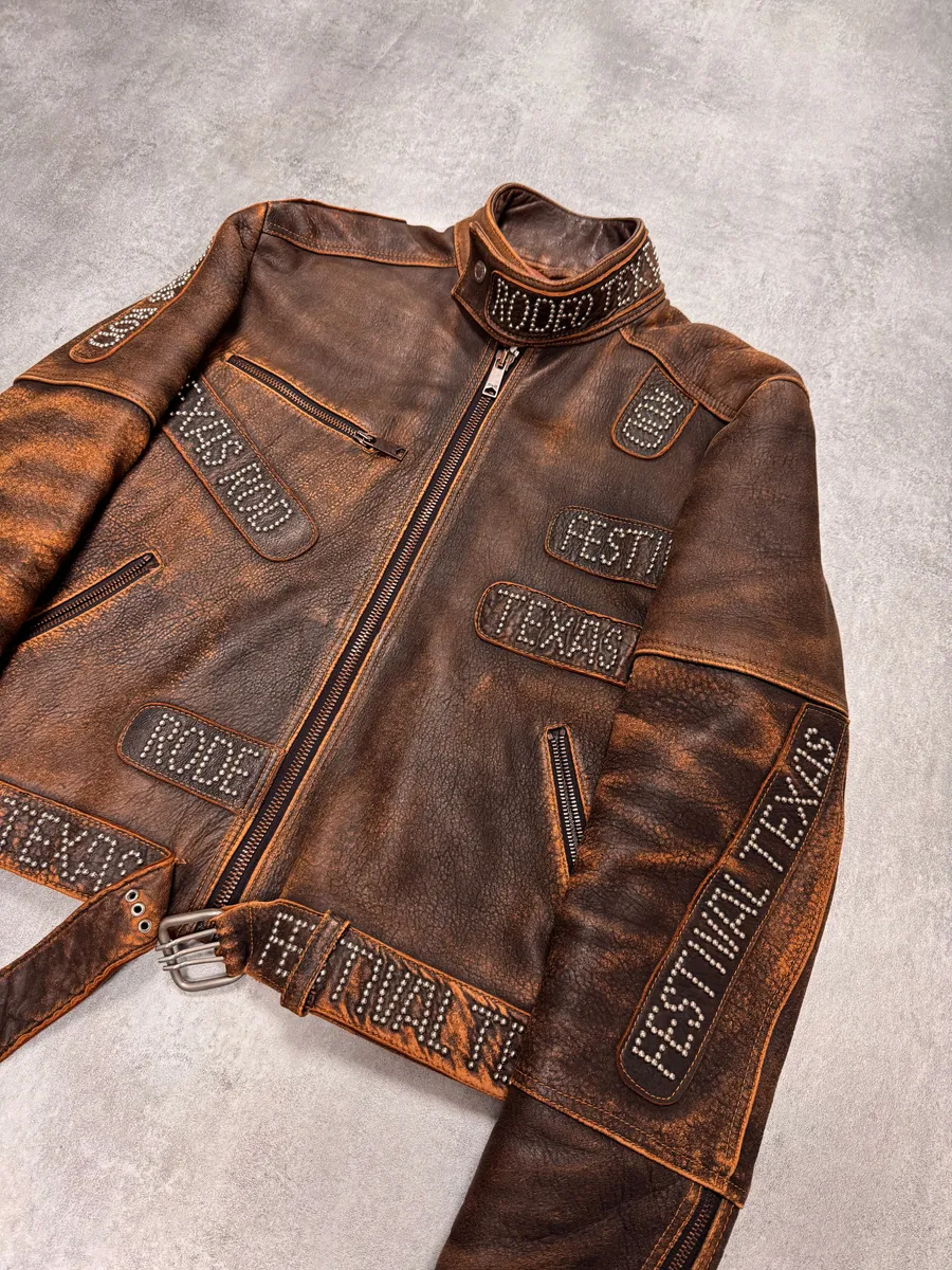 SS2001 Dolce & Gabbana Rodeo Studded Aged Leather Jacket - Image 2