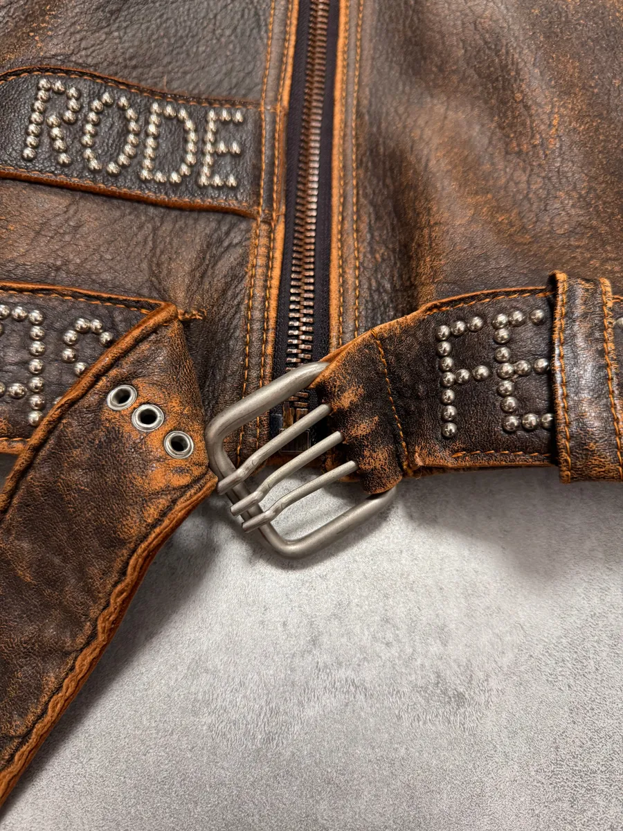 SS2001 Dolce & Gabbana Rodeo Studded Aged Leather Jacket - Image 6