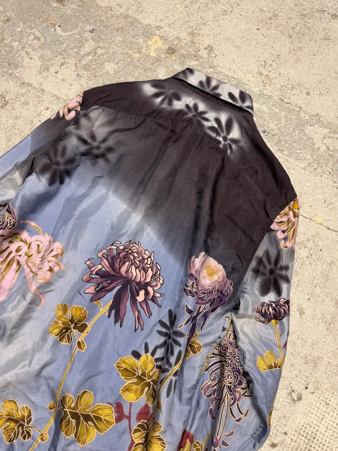 SS2001 Gucci by Tom Ford Blue Floral Silk Button Up Long Sleeve Shirt - Image 6