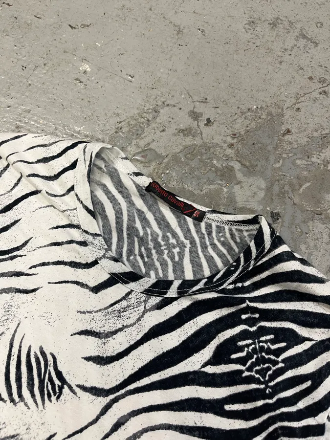 SS2001 Roberto Cavalli Black & White Zebra Savage Tee-Shirt - Image 3