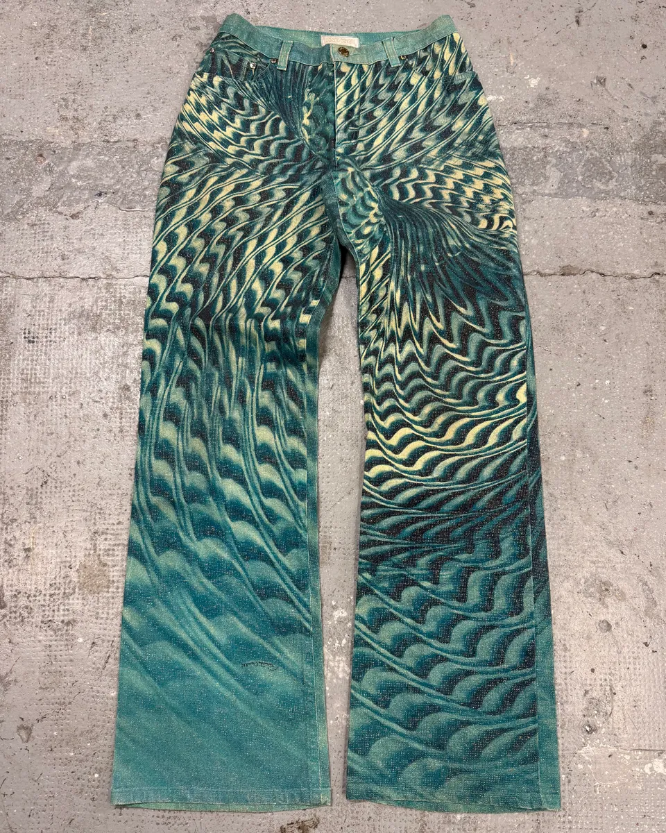 SS2001 Roberto Cavalli Blue Psycho Mystery Pants - Image 2