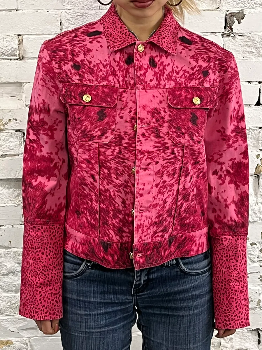 SS2001 Roberto Cavalli Pink Fur Print Movement Jacket