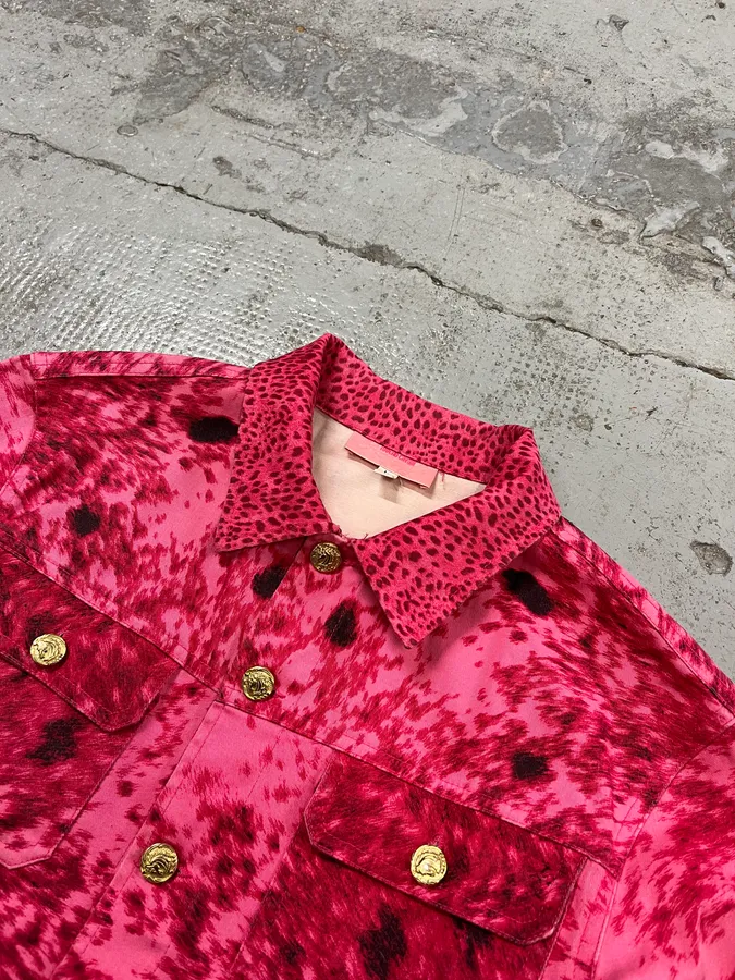 SS2001 Roberto Cavalli Pink Fur Print Movement Jacket - Image 5