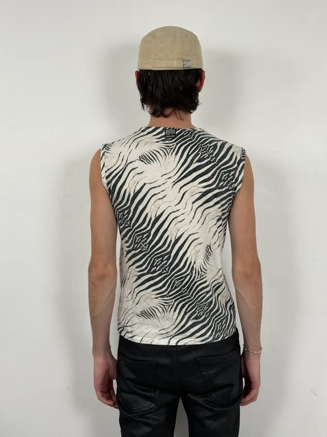 SS2001 Roberto Cavalli Zebra Safari White Tank Top - Image 3