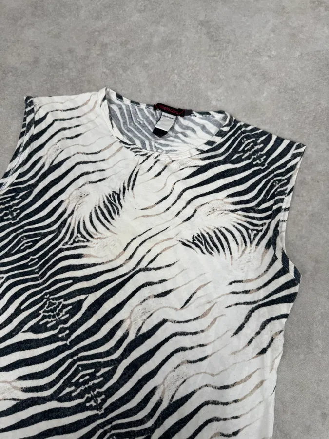 SS2001 Roberto Cavalli Zebra Safari White Tank Top - Image 4