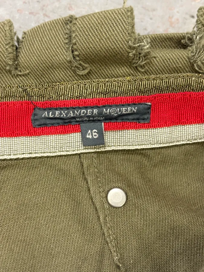 SS2002 Alexander Mcqueen Green Distressed Pants - Image 12