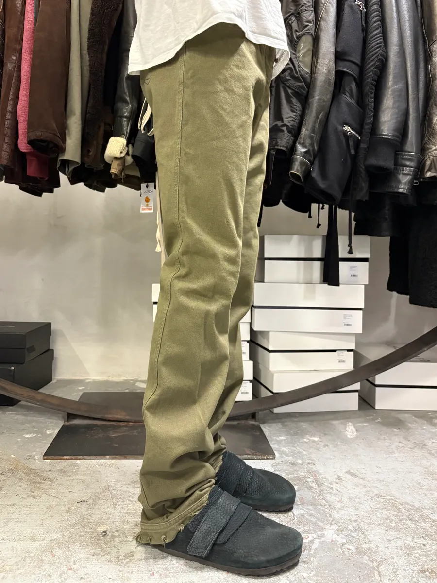 SS2002 Alexander Mcqueen Green Distressed Pants - Image 3