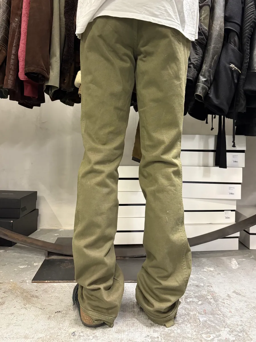 SS2002 Alexander Mcqueen Green Distressed Pants - Image 4