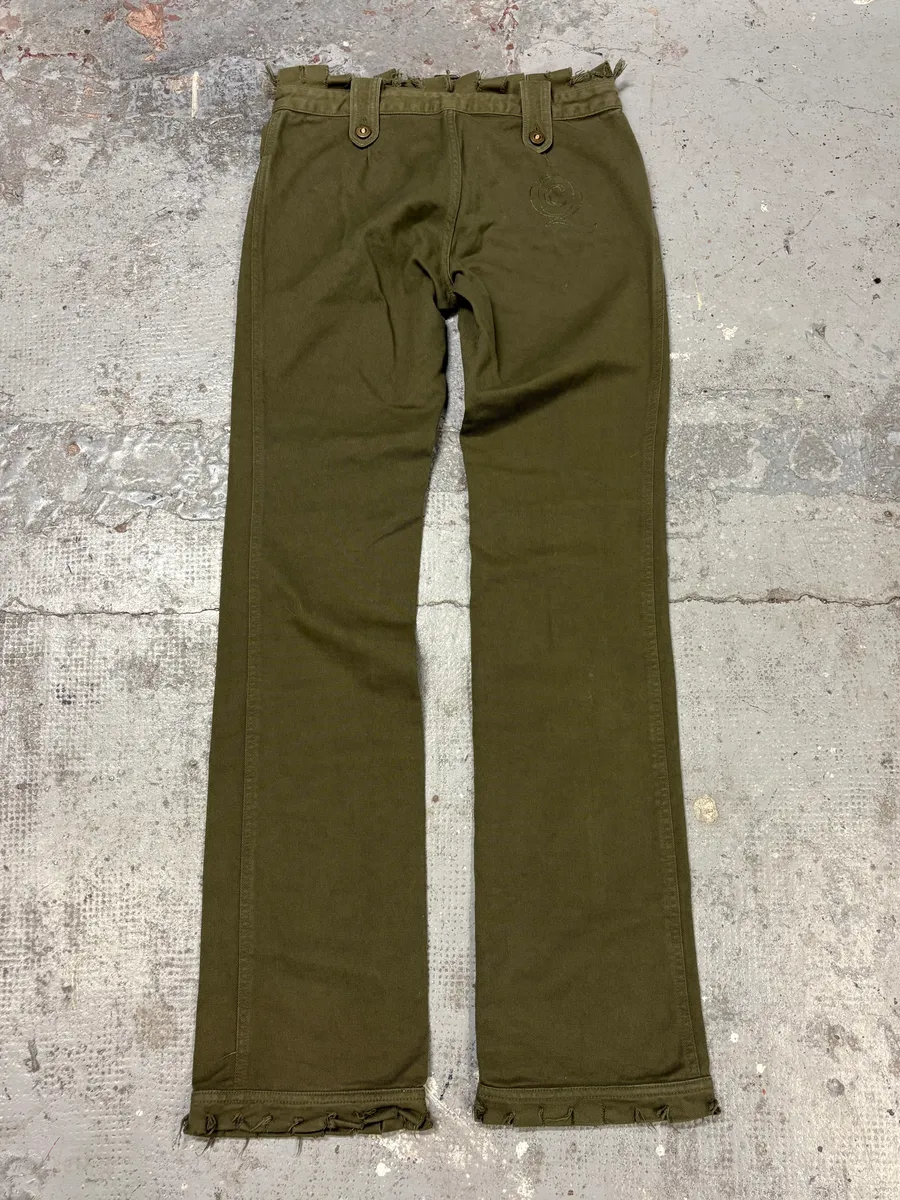 SS2002 Alexander Mcqueen Green Distressed Pants - Image 7