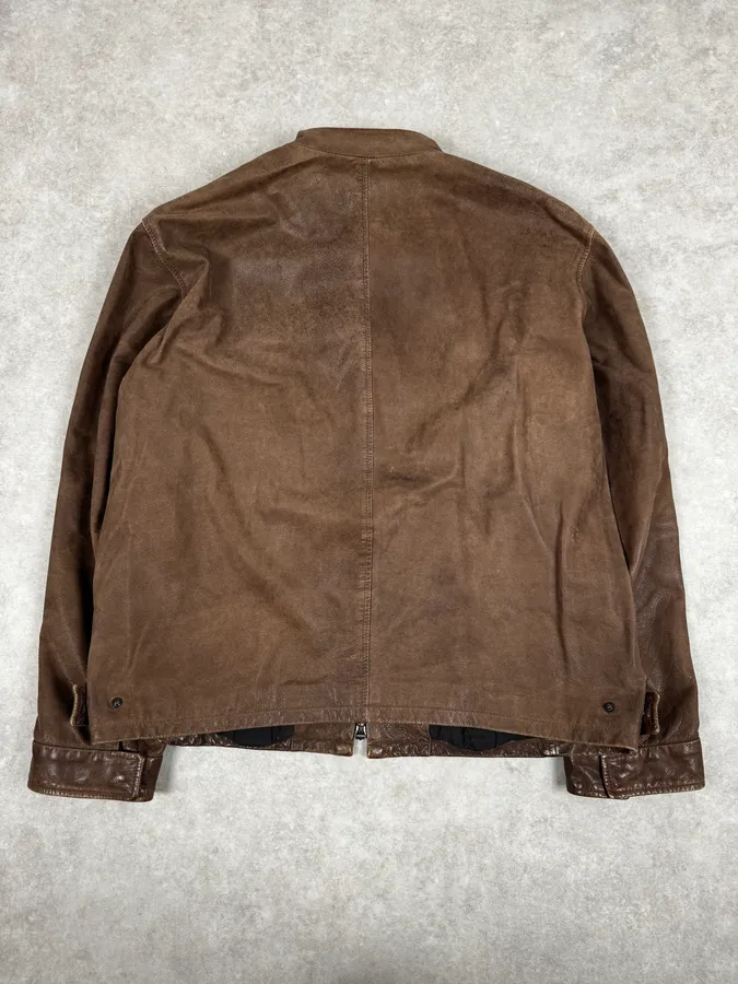 SS2002 Armani Brown Classic Leather Jacket - Image 2