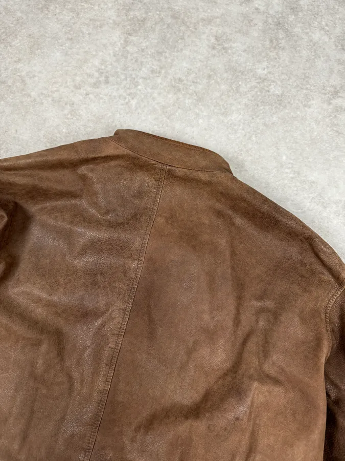 SS2002 Armani Brown Classic Leather Jacket - Image 4