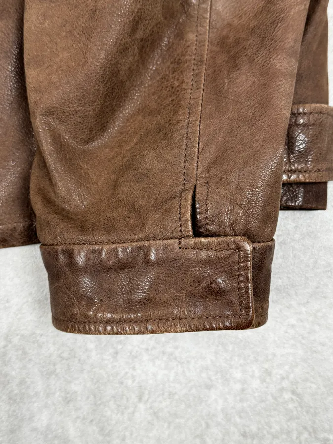 SS2002 Armani Brown Classic Leather Jacket - Image 7