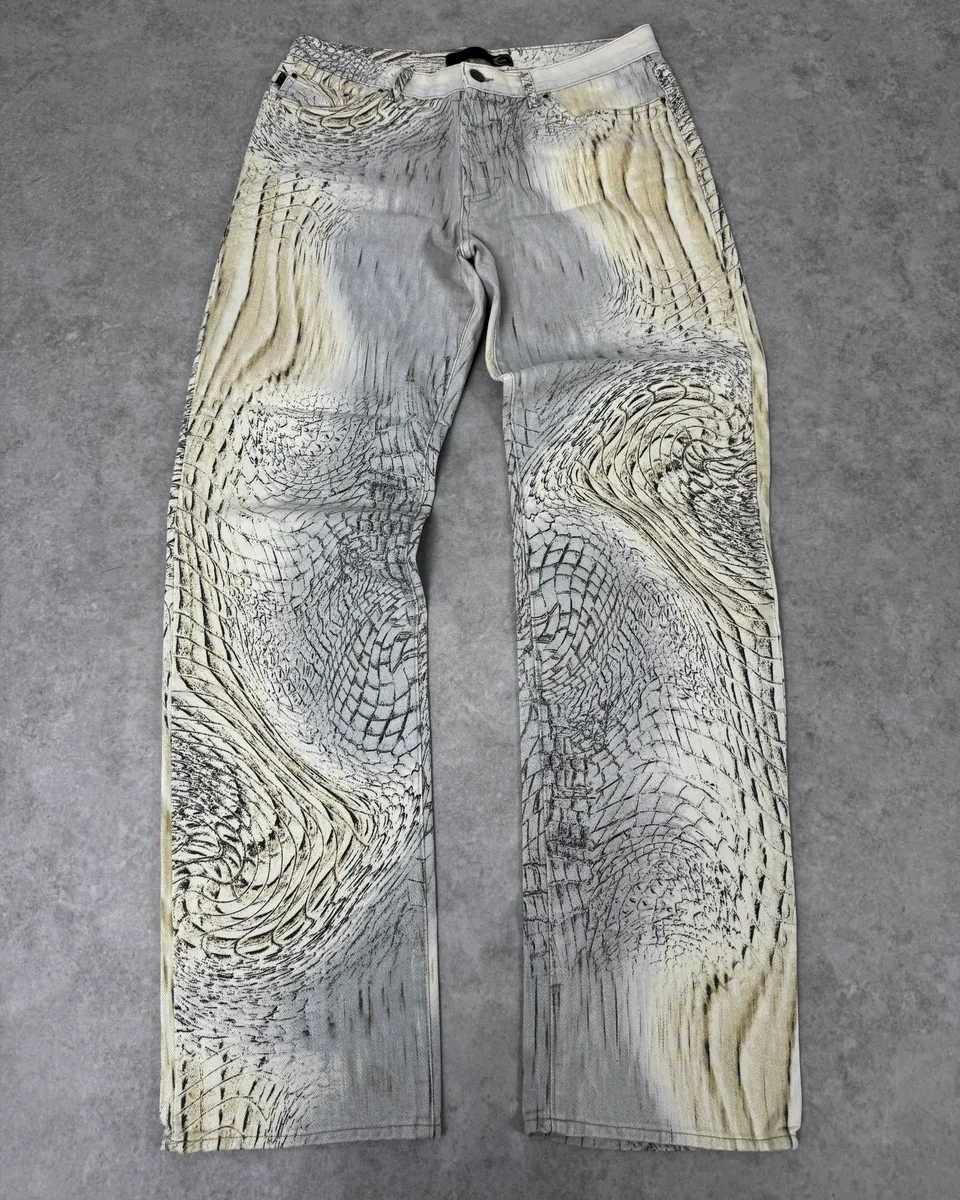 SS2002 Cavalli Beige Crocodile Effect Sand Pants