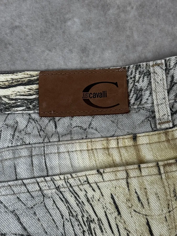 SS2002 Cavalli Beige Crocodile Effect Sand Pants - Image 10