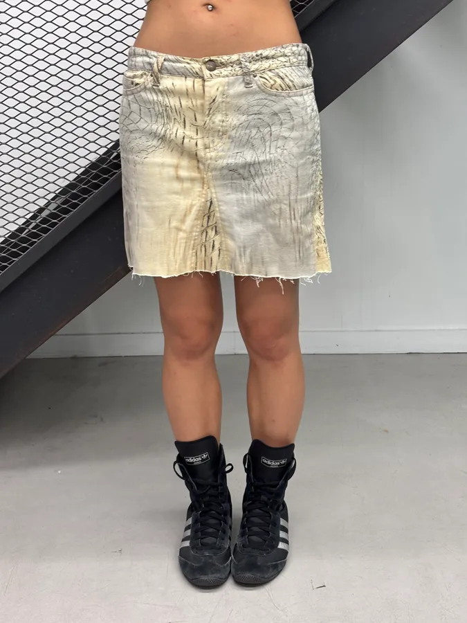 SS2002 Cavalli Beige Crocodile Effect Skirt