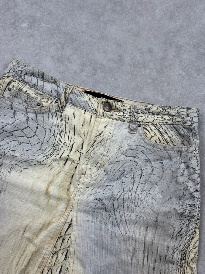 SS2002 Cavalli Beige Crocodile Effect Skirt - Image 5