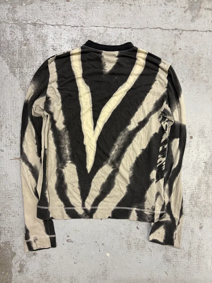 SS2002 Cavalli Black & Cream Hallucination Psycho Longsleeve T-Shirt - Image 2