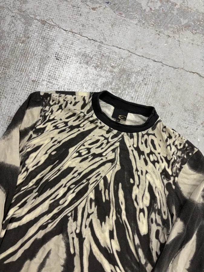 SS2002 Cavalli Black & Cream Hallucination Psycho Longsleeve T-Shirt - Image 5