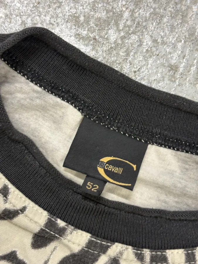 SS2002 Cavalli Black & Cream Hallucination Psycho Longsleeve T-Shirt - Image 7