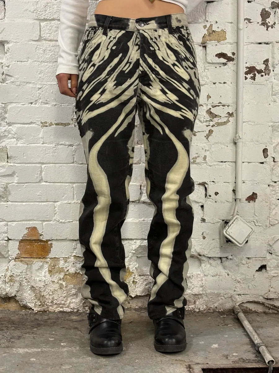 SS2002 Cavalli Black & White Pyscho Hallucination Pants - Image 2