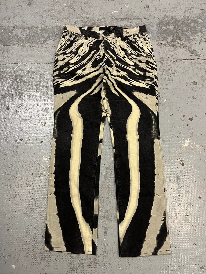 SS2002 Cavalli Black & White Pyscho Hallucination Pants - Image 5