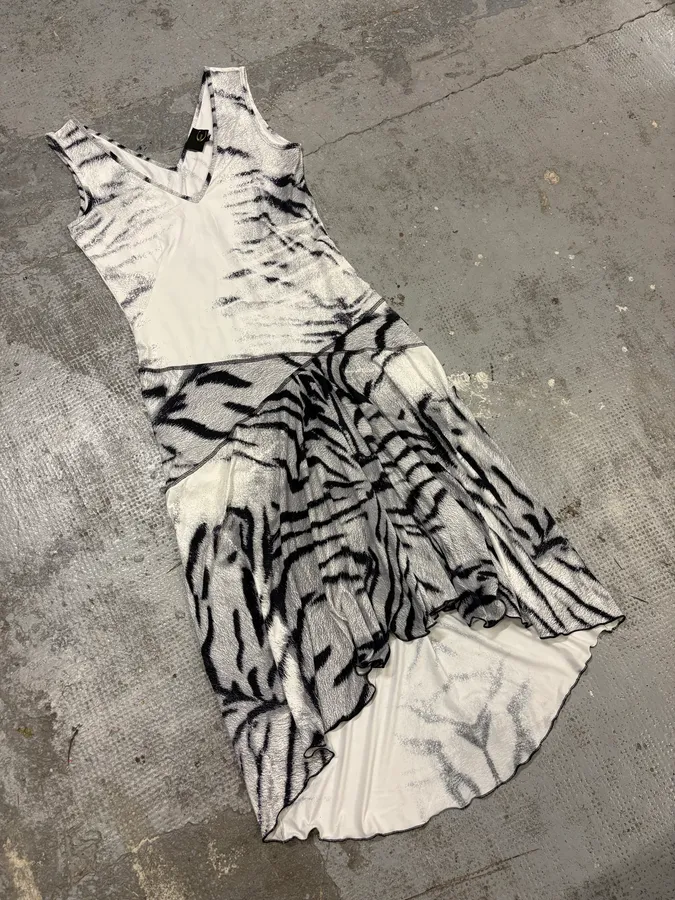 SS2002 Cavalli Black & White Safari Zebra Dress - Image 4
