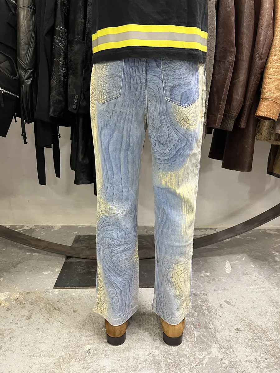 SS2002 Cavalli Eroded Blue Sky & Beige Sand Pants - Image 3