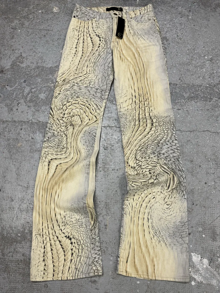 SS2002 Cavalli Faded Eroded Beige Pattern Pants