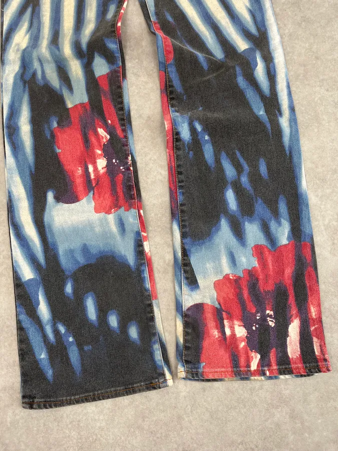 SS2002 Cavalli Hallucination Navy Abstract Flower Tie-Dye Pants - Image 10