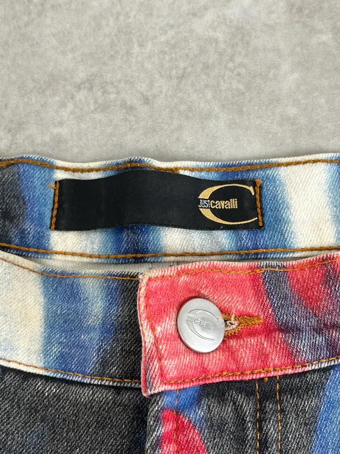 SS2002 Cavalli Hallucination Navy Abstract Flower Tie-Dye Pants - Image 11