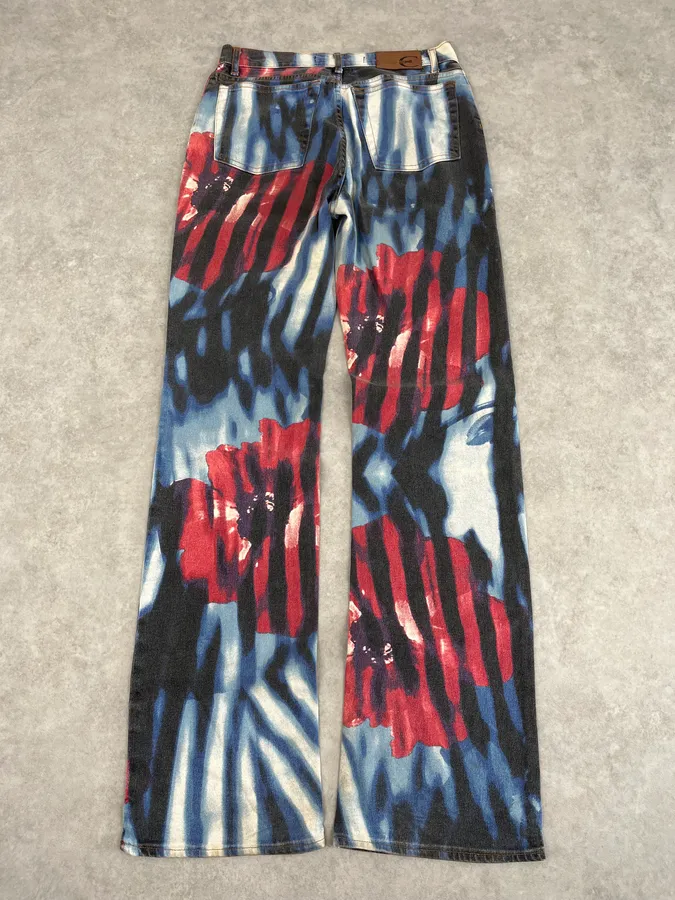 SS2002 Cavalli Hallucination Navy Abstract Flower Tie-Dye Pants - Image 7