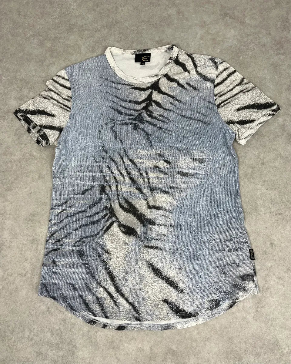 SS2002 Cavalli Light Blue White Zebra T-Shirt