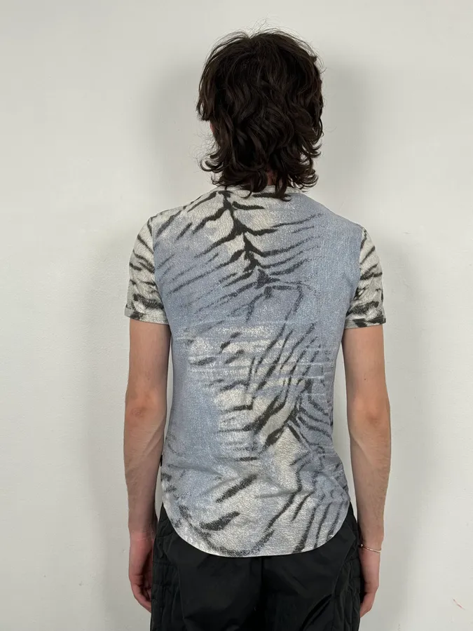 SS2002 Cavalli Light Blue White Zebra T-Shirt - Image 3