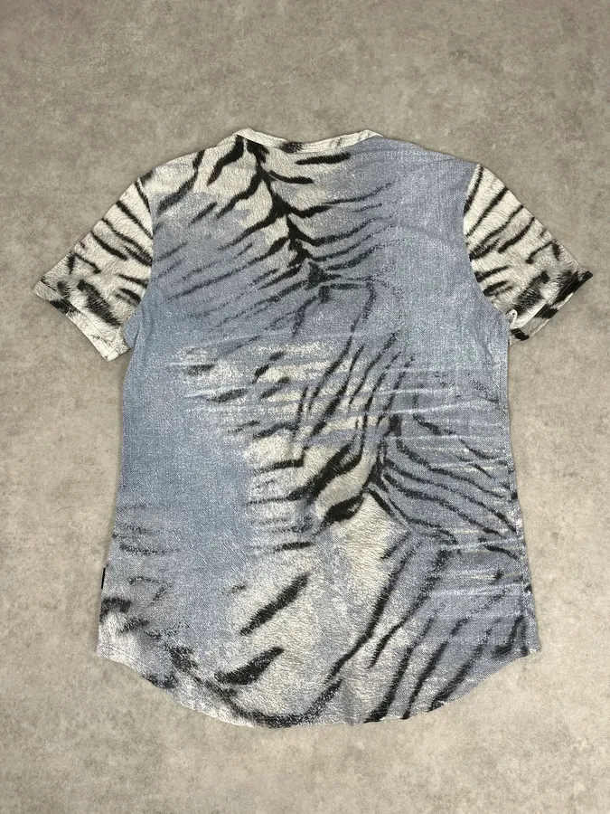 SS2002 Cavalli Light Blue White Zebra T-Shirt - Image 5