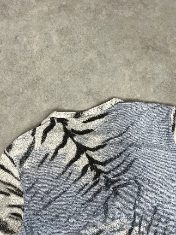 SS2002 Cavalli Light Blue White Zebra T-Shirt - Image 6