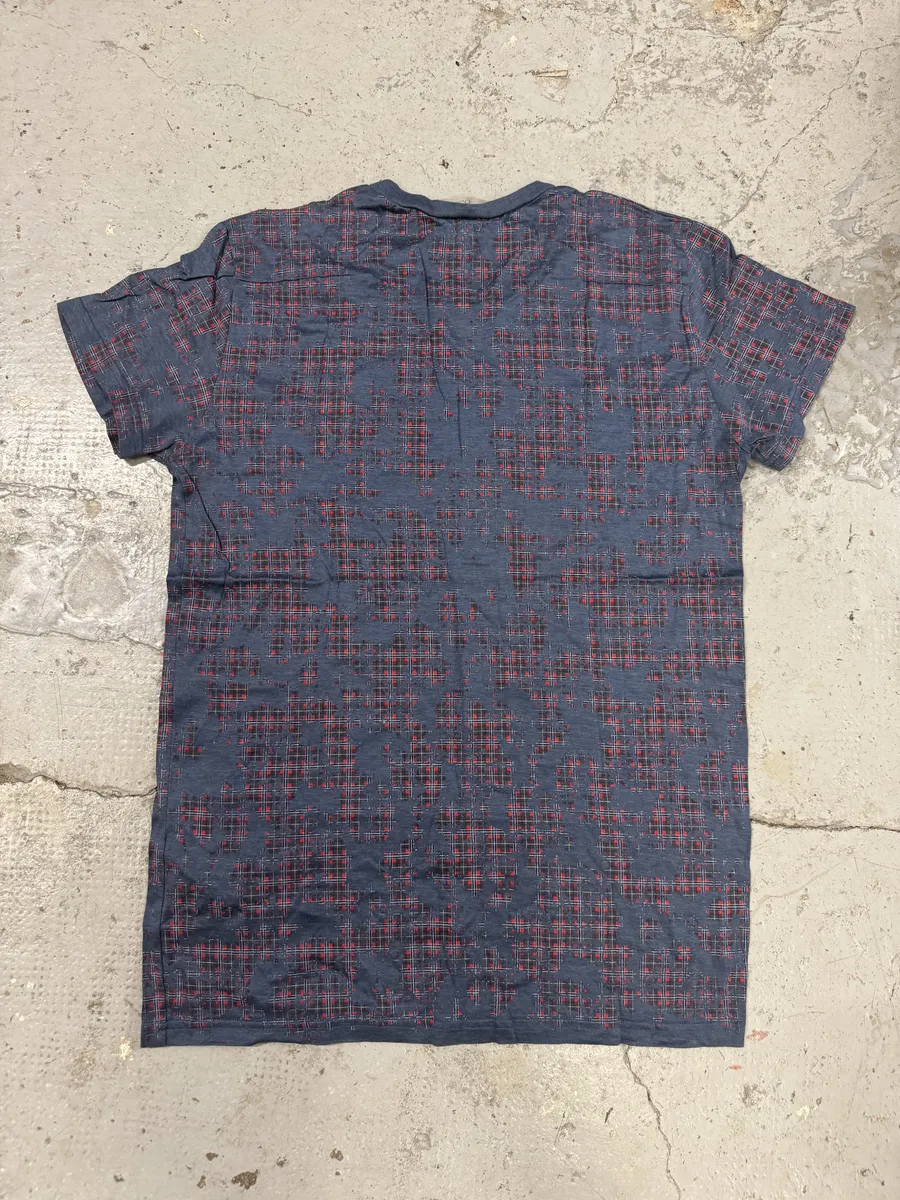 SS2002 Dior Blue & Red Check Tagged Abstract T-Shirt - Image 3
