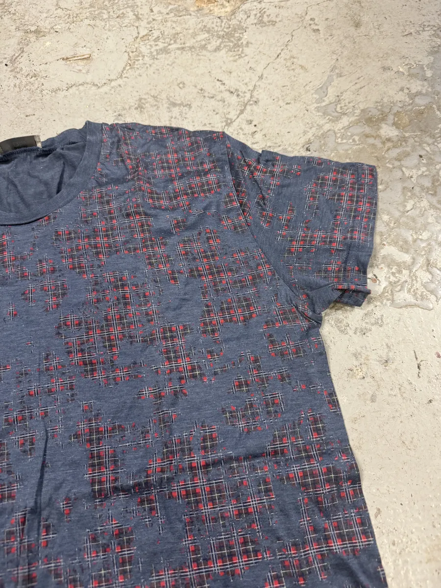 SS2002 Dior Blue & Red Check Tagged Abstract T-Shirt - Image 7