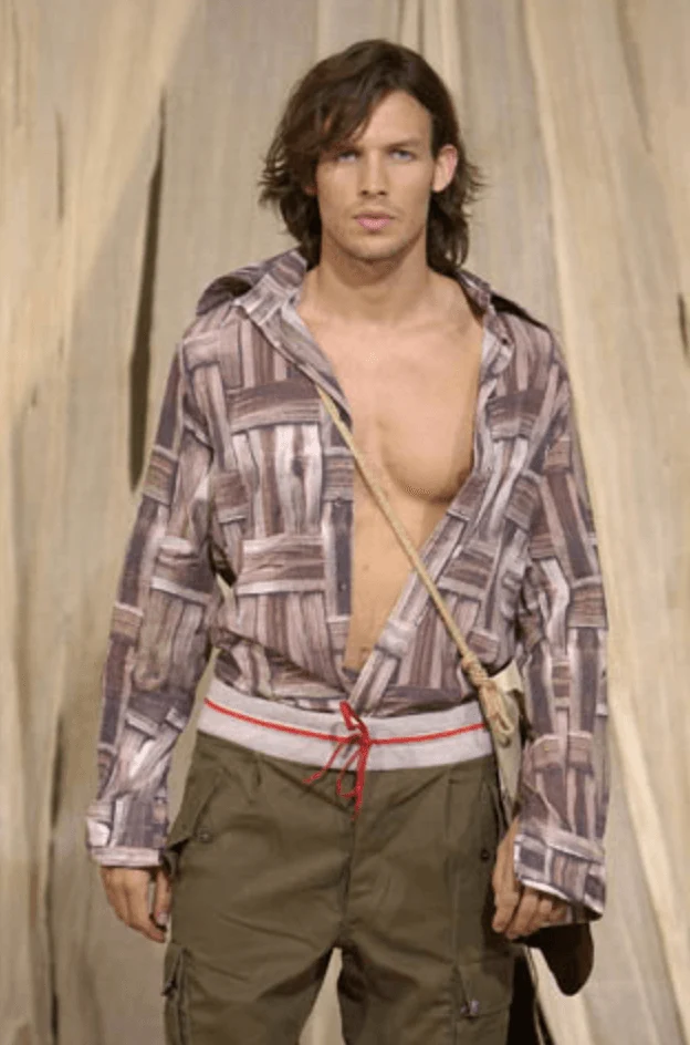SS2002 Dolce & Gabbana Beige & Brown Abstract Shirt