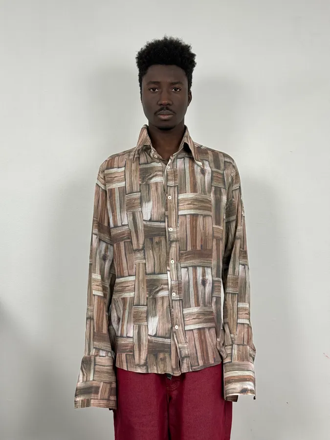 SS2002 Dolce & Gabbana Beige & Brown Abstract Shirt - Image 3