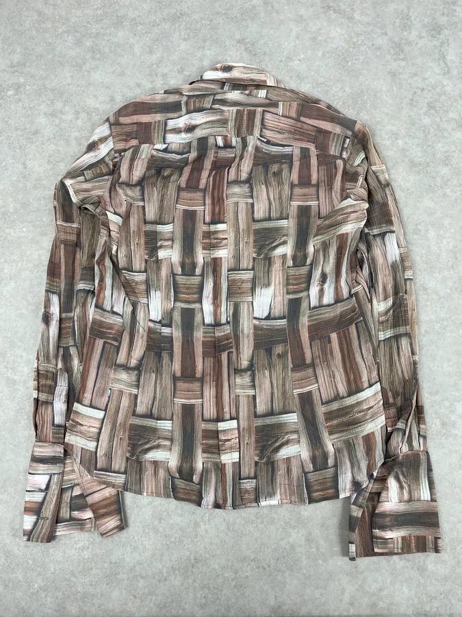 SS2002 Dolce & Gabbana Beige & Brown Abstract Shirt - Image 7