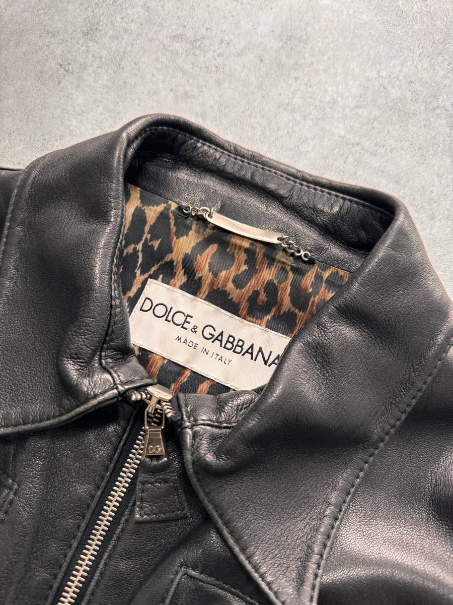 SS2002 Dolce & Gabbana Cargo Black Multi Zips Leather Jacket - Image 5