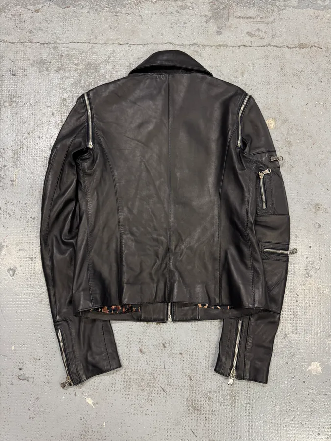 SS2002 Dolce & Gabbana Multi-Zip Cropped Leather Jacket - Image 3