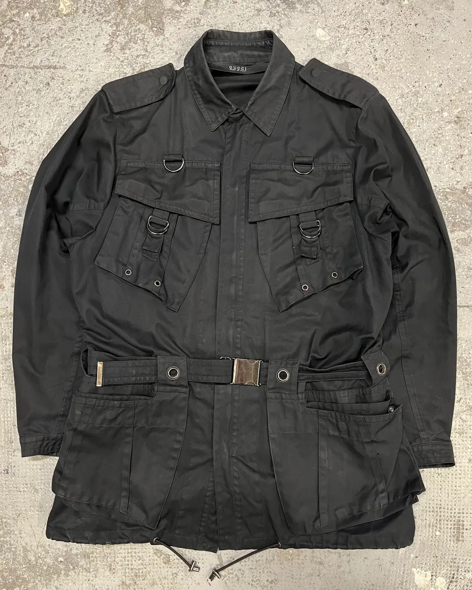 SS2002 Gucci by Tom Ford Imperial Long Black Jacket