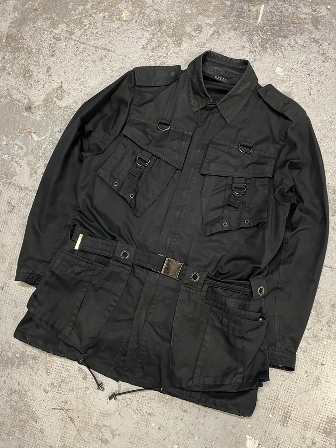 SS2002 Gucci by Tom Ford Imperial Long Black Jacket - Image 6