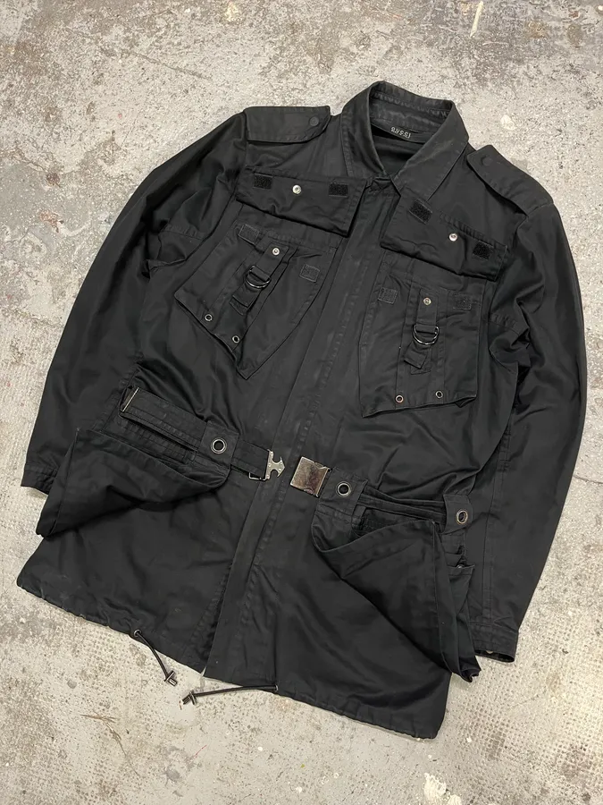 SS2002 Gucci by Tom Ford Imperial Long Black Jacket - Image 7