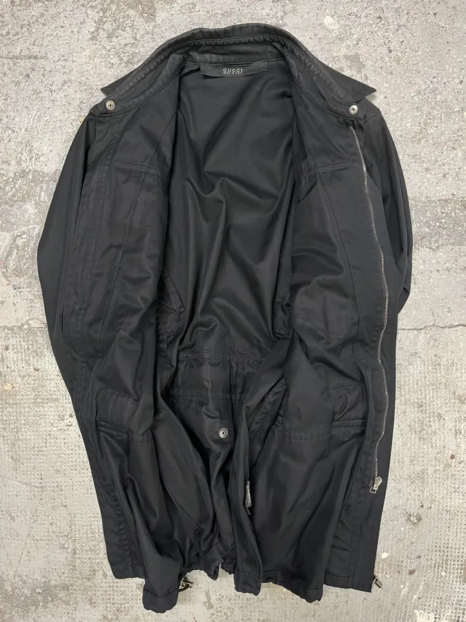 SS2002 Gucci by Tom Ford Imperial Long Black Jacket - Image 9