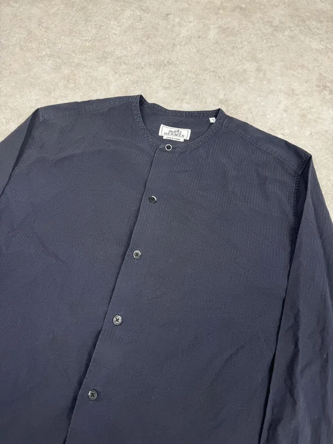 SS2002 Hermès Navy Mao Shirt - Image 5